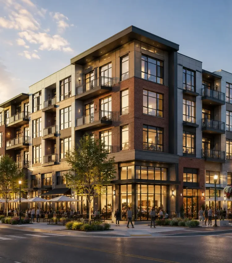 Contemporary Orland Park multi-family commercial real estate building showcasing premium multi-unit residential architecture for investment portfolios.